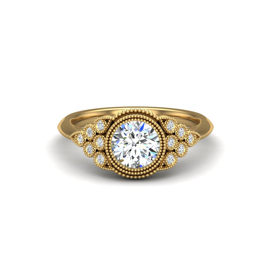 Serenity Accented Milgrain Engagement Ring